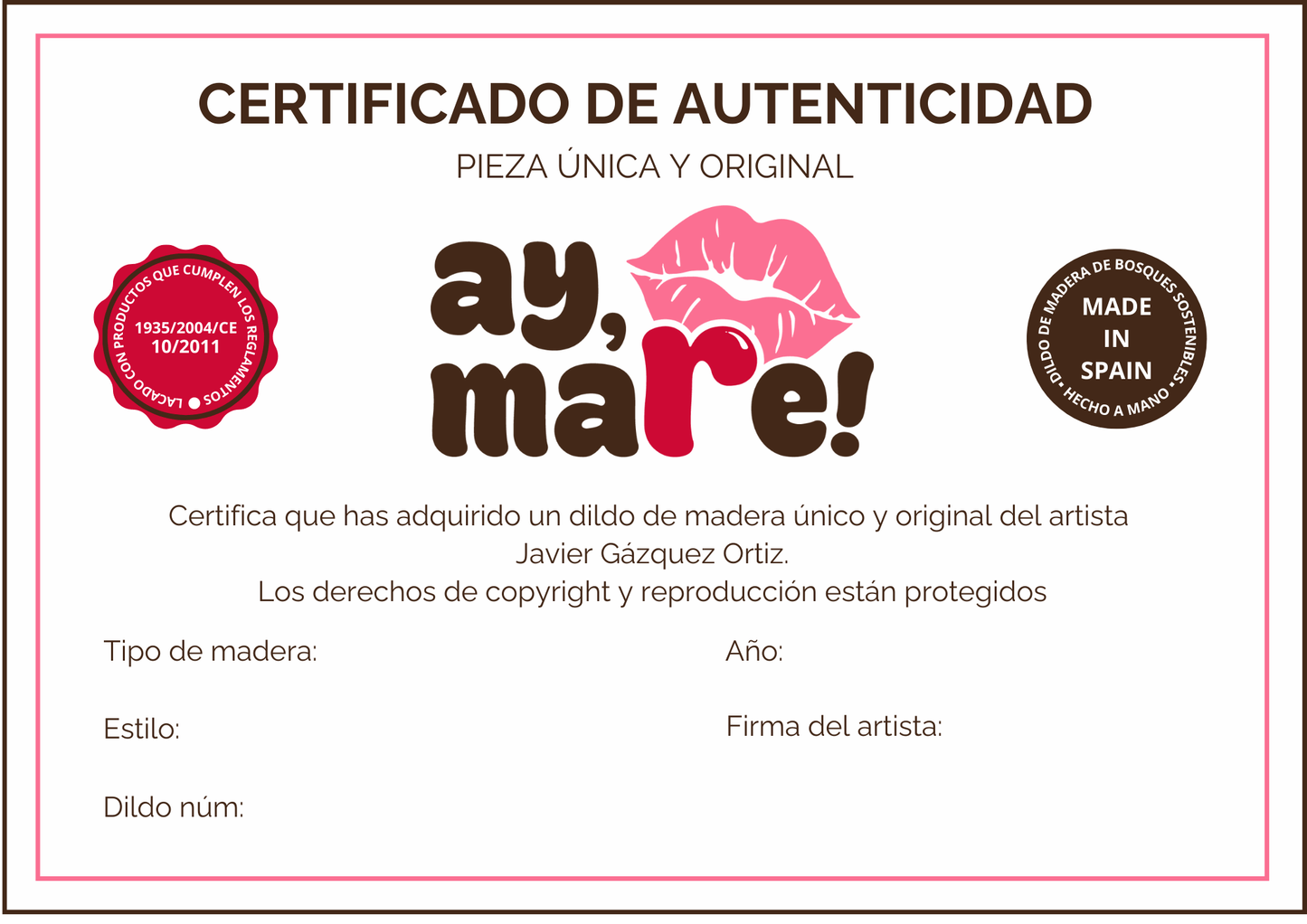 A - 38 Dildo de madera Maldivas M - Grupo Ay, mare!